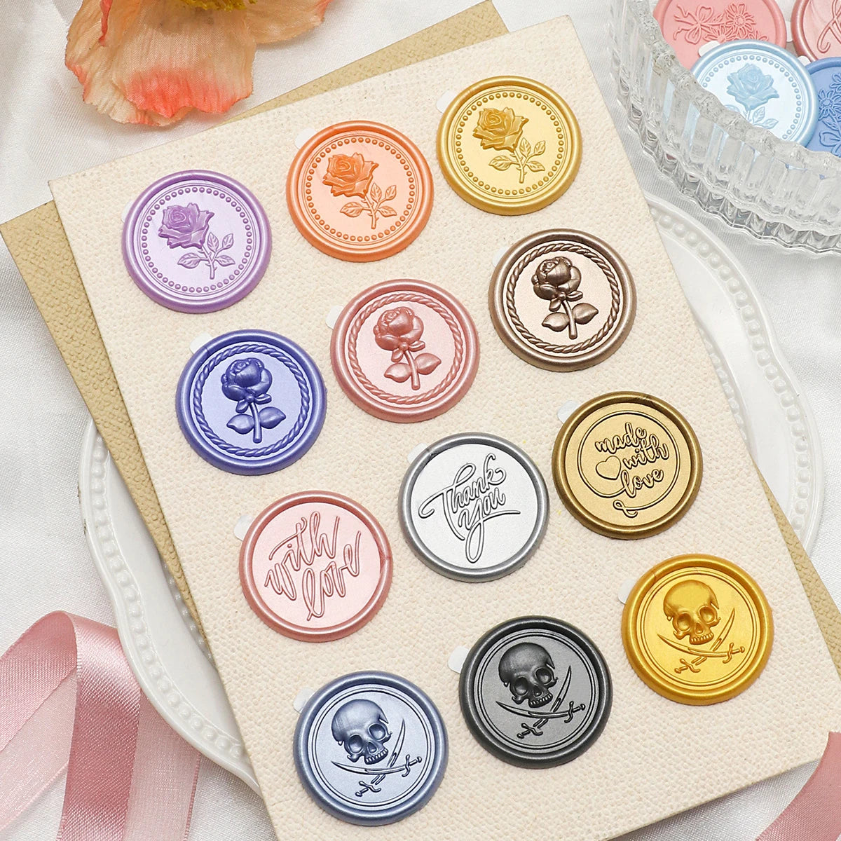 Pre-Designed  Self-Adhesive Wax Seal Stickers